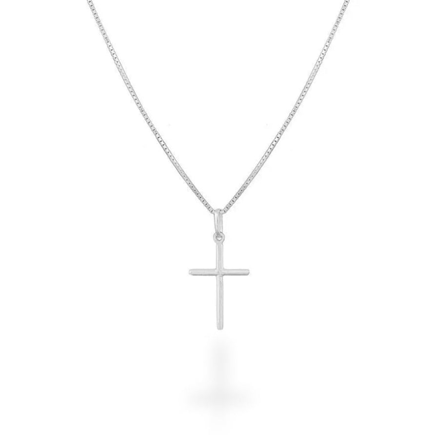 Colar NJR Cruz lisa Prata 925