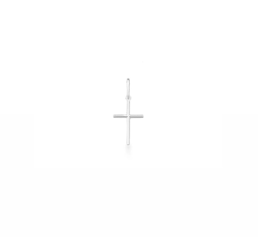 Colar Pai nosso + Pingente Cruz Lisa Prata 925