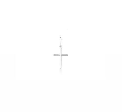 Colar Pai nosso + Pingente Cruz Lisa Prata 925